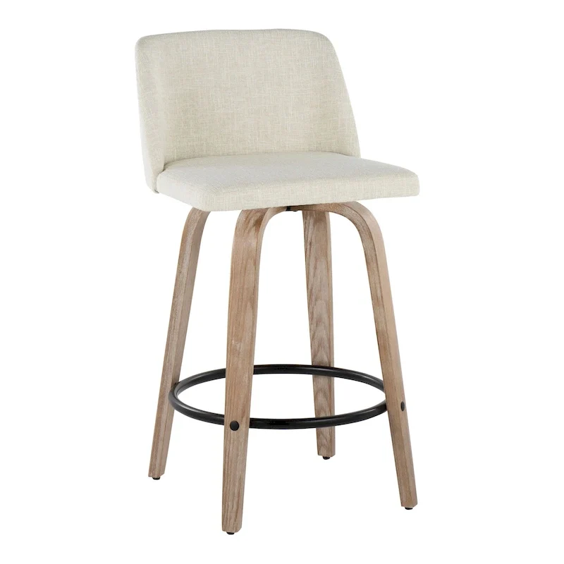 Carson Carrington Vallberga 26  Fixed-Height Counter Stool With Whitewashed Wood Base (Set of 2)