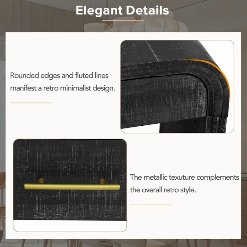 Unique Retro Silhouette Console Table with Open Style, Two Top Drawers