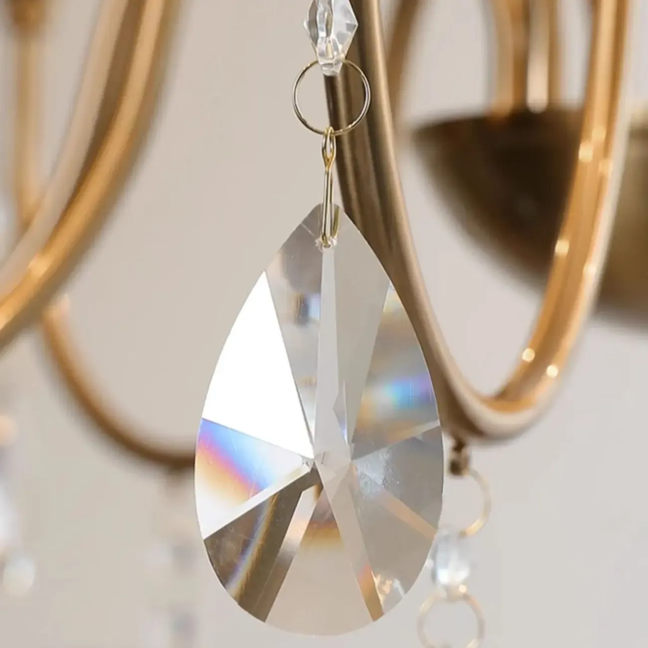 Mid-Century Modern Metallic Alloy Candle Chandelier with Crystal