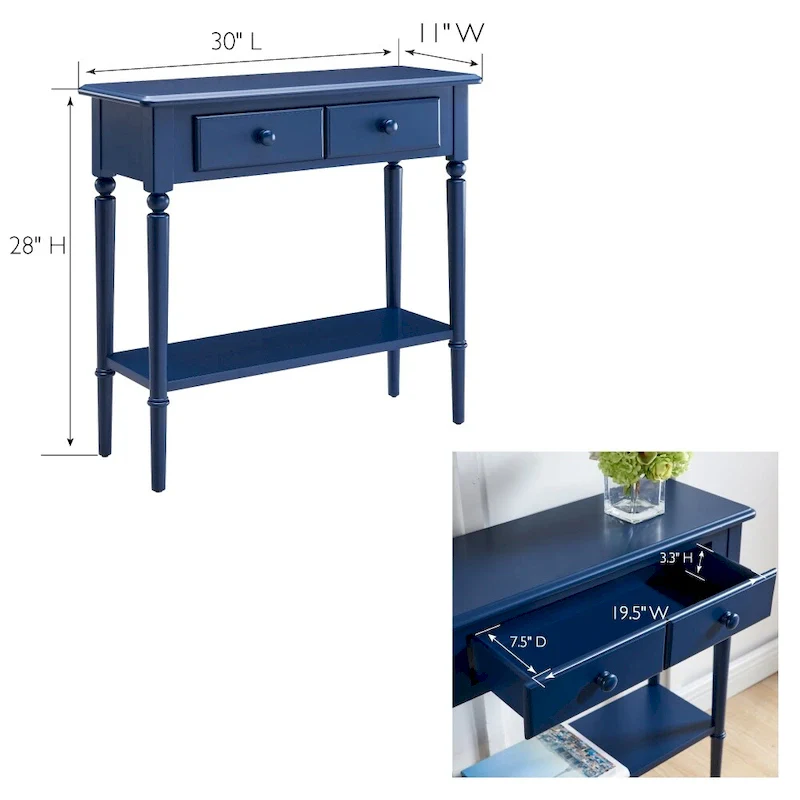 Black/Brown/Multi Narrow Hall Console Table with Drawer and Shelf