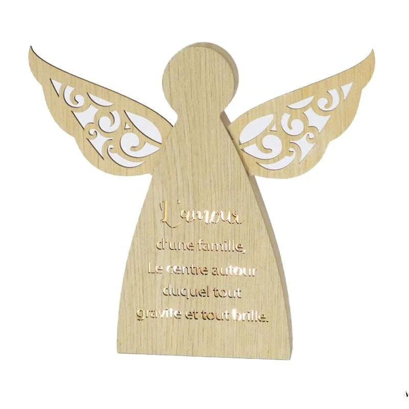 Led Lit Angel With French Text- Famille Figurine