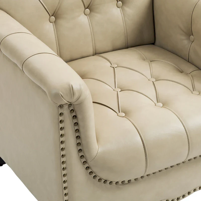 PU Leather Tufted Accent Chair with Nailhead Trim Armchair