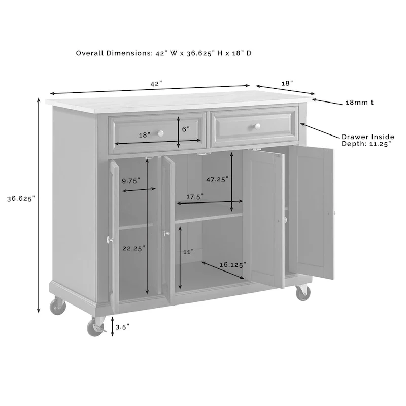 Crosley Avery Kitchen Cart - 42.13W x 18D x 36H