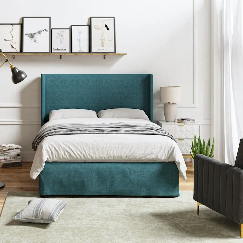 Louise Traditional Washable Slipcover Bed Upholstered Metal by HULALA HOME