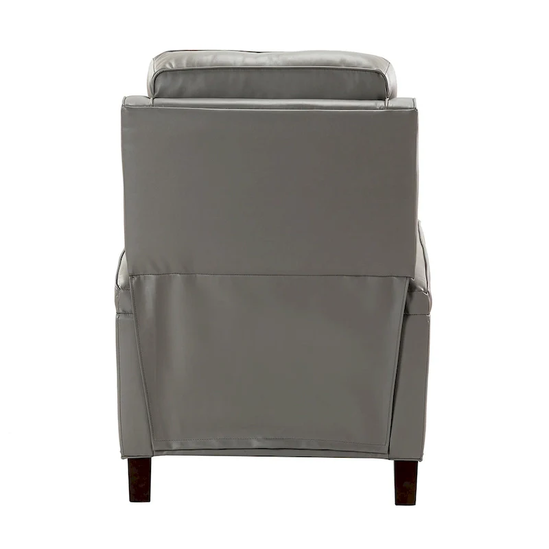 Gaspar Mid-Century Modern Genuine Leather Pushback Recliner with Wood legs Set of 2 by HULALA HOME