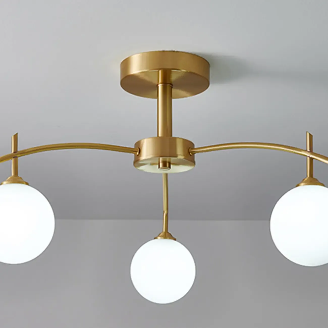 Classic Large Globe Glass Golden Semi Flush Mount Ceiling Light