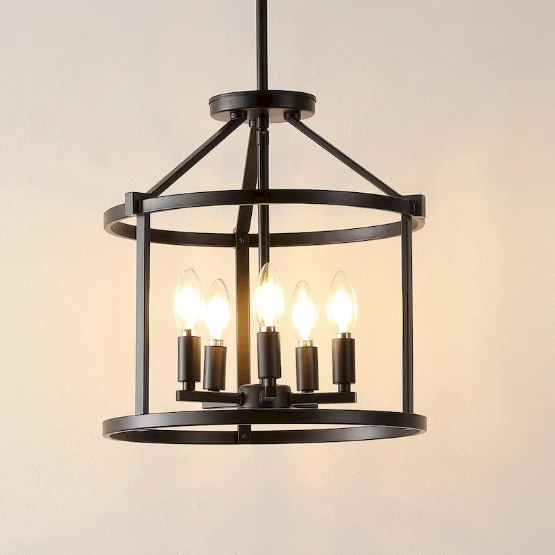 SAFAVIEH Lighting Sevcan 15  Modern & Contemporary Pendant (5-Bulb) - 15  W x 15  D x 55  H - Black - 15Wx15Dx55H