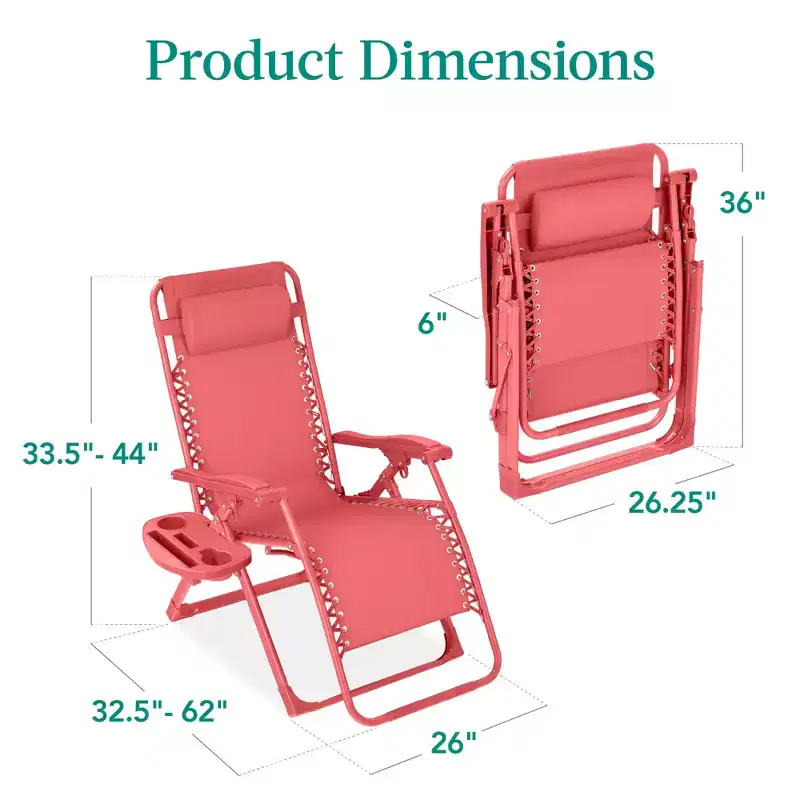 Best Choice Products Monochromatic Zero Gravity Chair, Folding Patio Recliner w/Side Tray, Headrest
