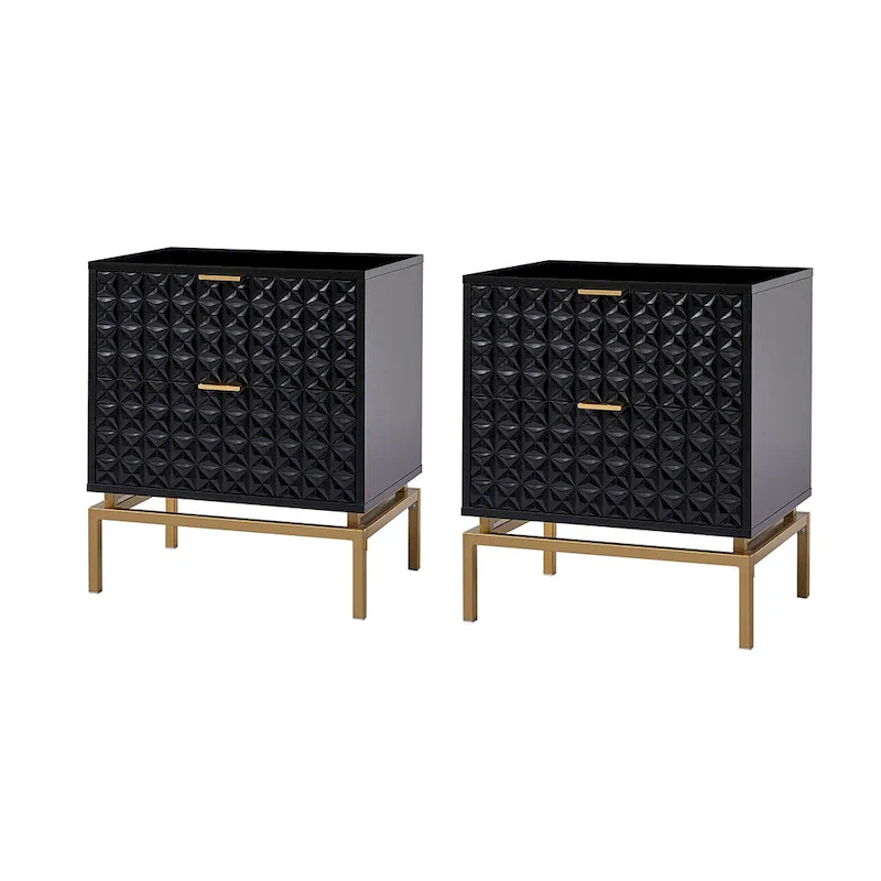 25 Mid-century 2-Drawer Storage Nightstand, 2-Pack