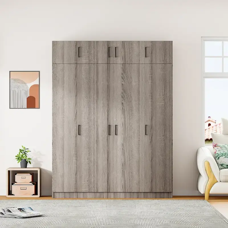 Wardrobe with Multiple Storage Space and Top Cabinet by Harper&Bright Designs
