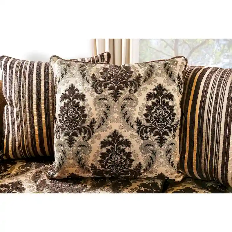Brown Chenille Upholstered Rolled Arms Sofa by Furniture