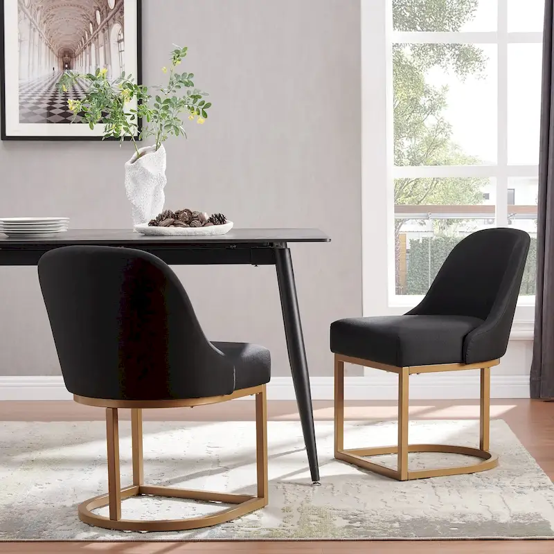 Leick Home Barrelback Dining Chair with Metal Base Set of 2
