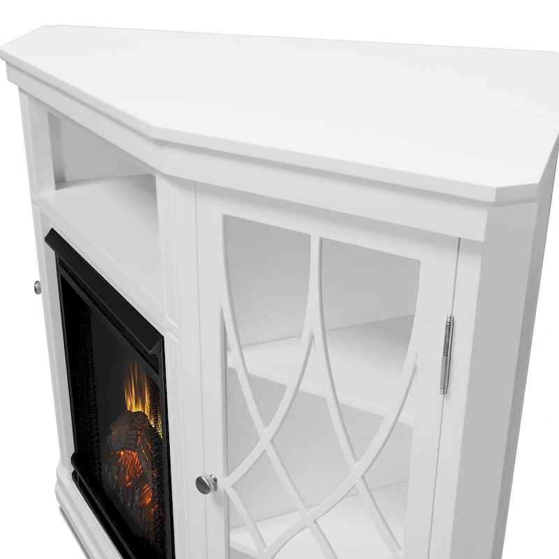 Lynette 56 TV Stand Electric Fireplace White by Real Flame