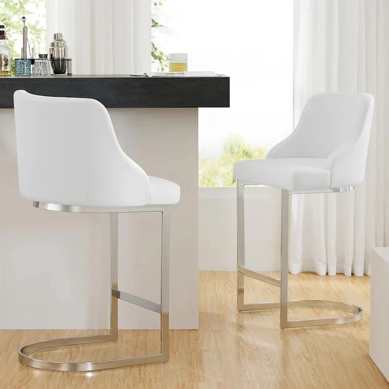Velvet/Faux Leather Barstool, Counter Height Stools of 3 - 18.9W x 20.5D x 36.6H