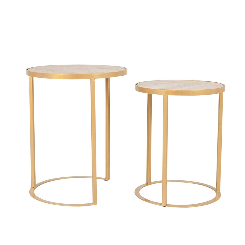 Natural Wood And Iron Nesting Accent Tables (Set of 2) by East at Main