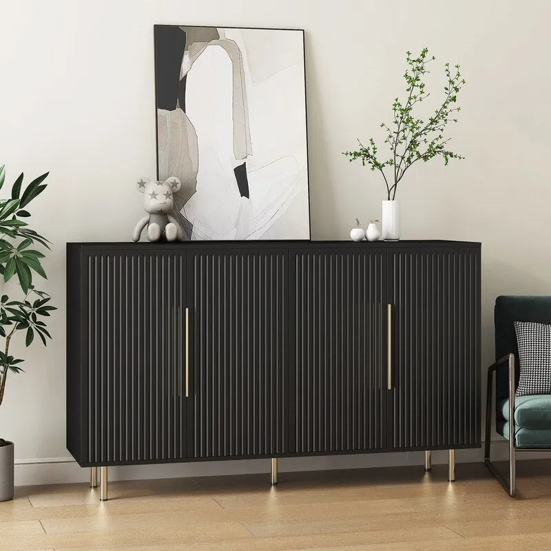 White Fluted Panel Storage Cabinet 56.69
