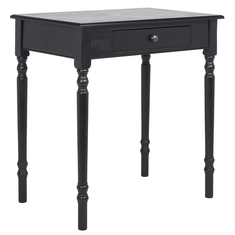 Classic 1-Drawer Writing Desk with Turned Legs & Rich Brown Top