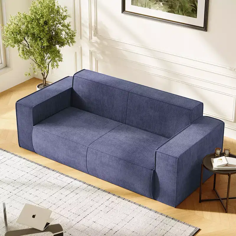Mjkone Velvet Fabric Loveseat Sofa with Legless Design&Widened Armrest,Upholstered 2-Seater Couch for Living Room