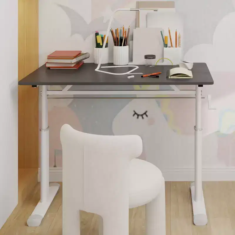 Okak 39.37IN Height-Adjustable Small Desk, Computer Desk with Multi-Purpose Design, Writing Desk for Living Room, Office, Classroom