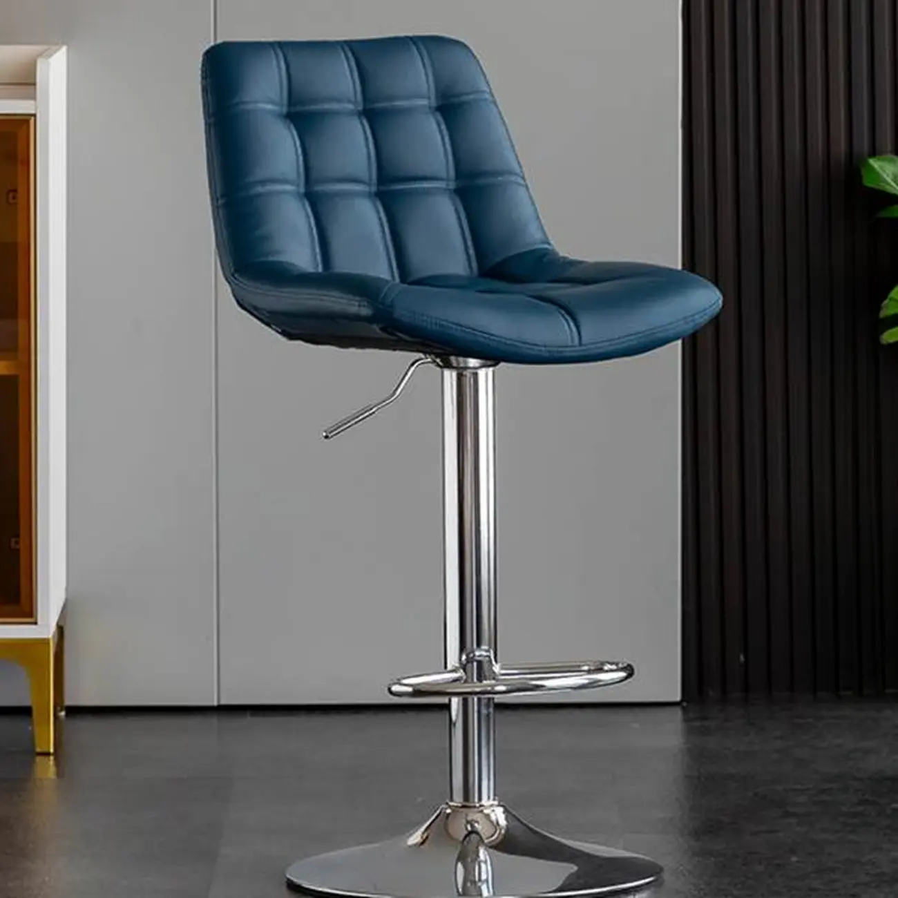 Glam Faux Leather Swivel Adjustable Bar Stools