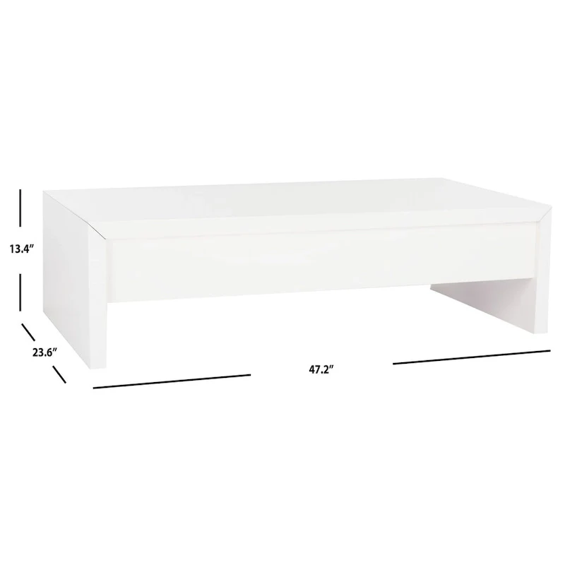 SAFAVIEH Bobbye White Lift-Top Coffee Table - 47.2  x 23.6  x 13.4  - 47Wx24Dx13H