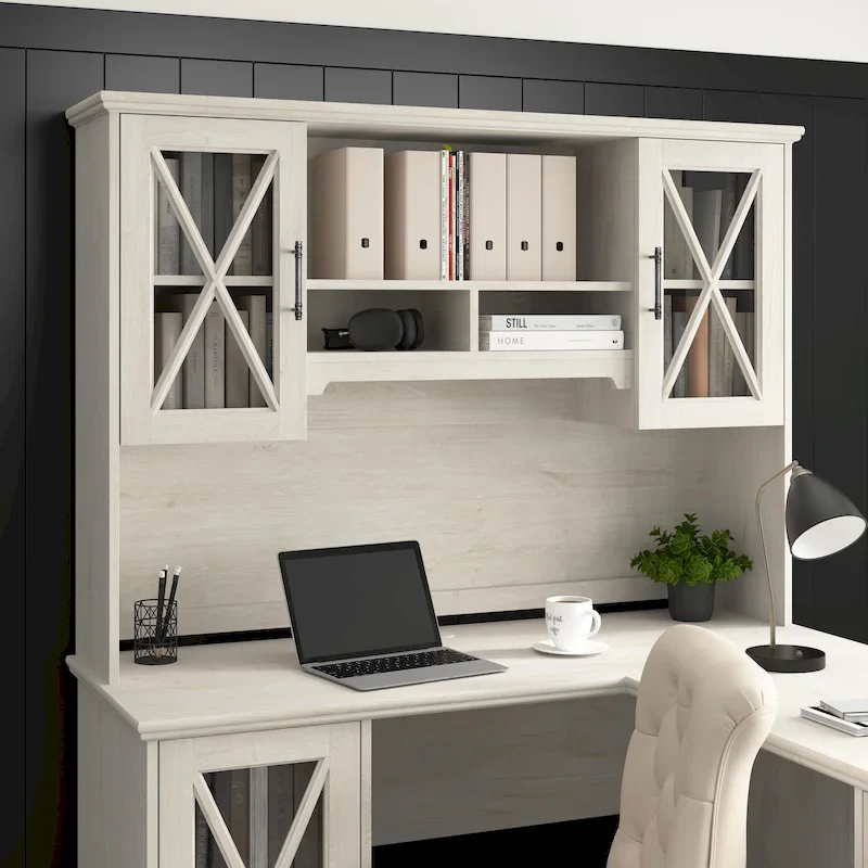 Lennox 60W Farmhouse Hutch for Desk and Buffet by Bush Furniture