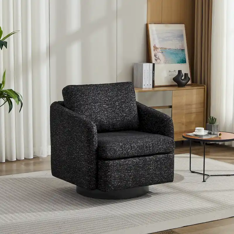 Black+ Gray 31.5 Chenille Swivel Accent Chair