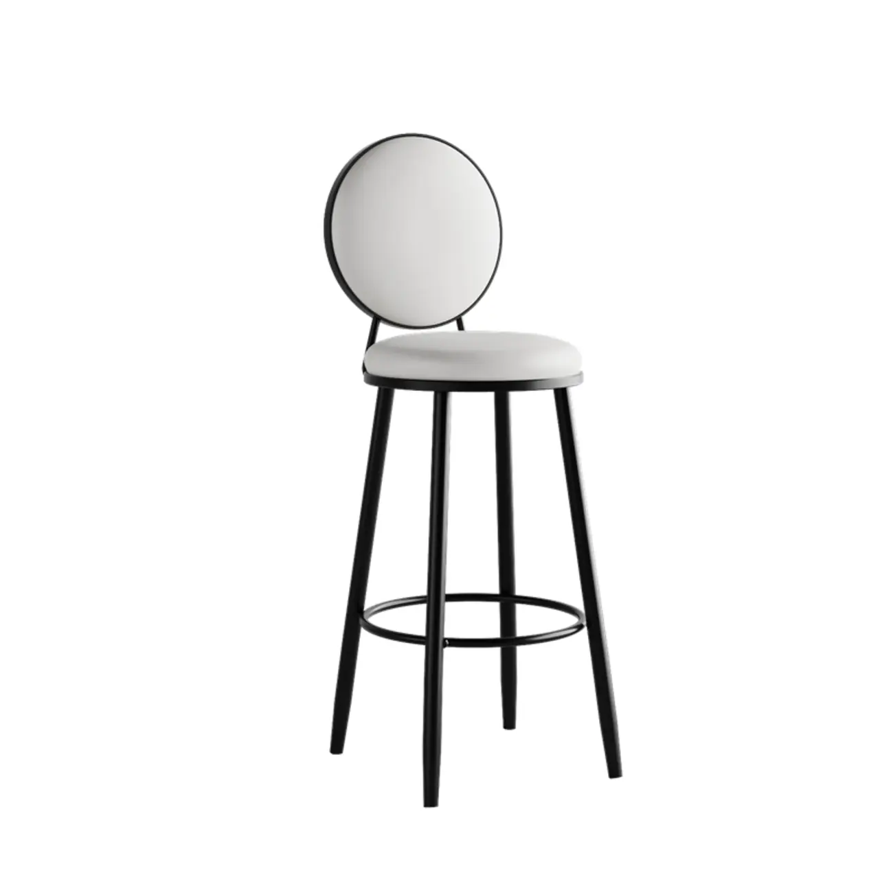 Modern Faux Leather Round Metal Frame Bar Stools for Home Bar