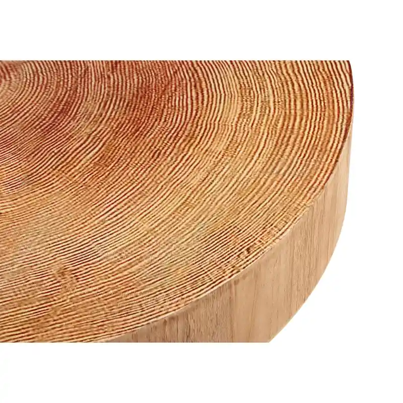 Rustic Cylindrical Wood Veneer Coffee Table – Natural / White / Light Red & Natural