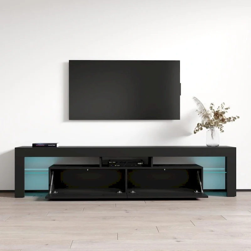 White 79-Inch TV Stand with LED Lights