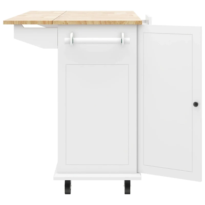 53.9 Width Rolling Kitchen Island with Drop Leaf and 3 Tier Pull Out Cabinet