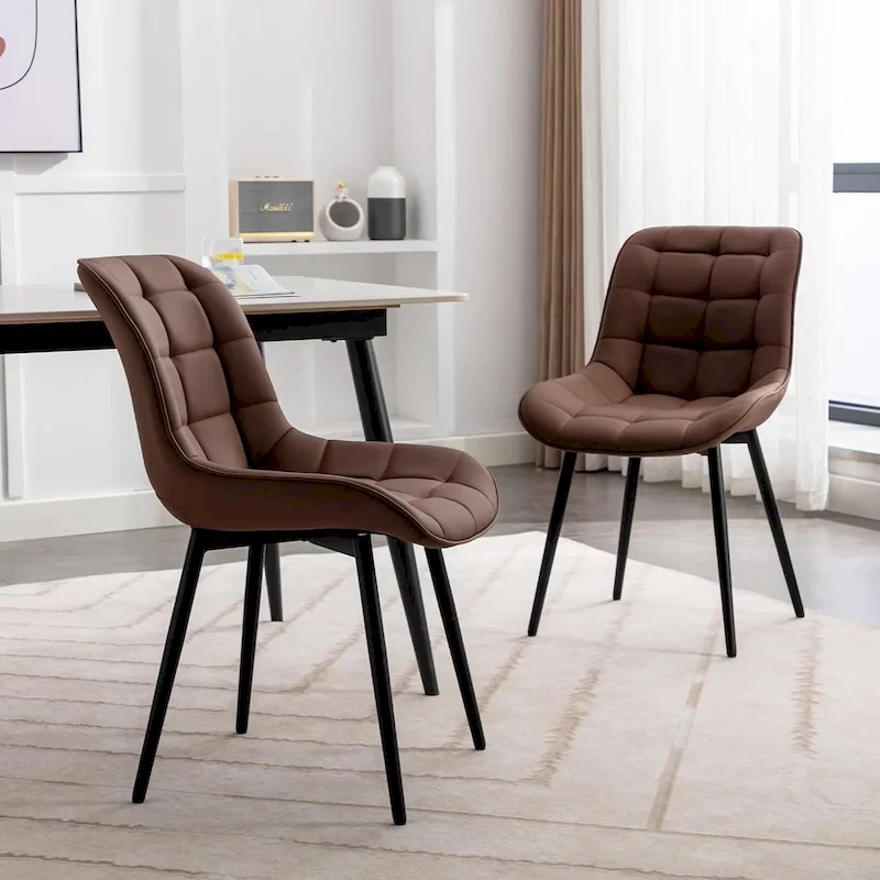 XINMICS Modern Upholstered Faux Leather Dining Chairs Set of 2