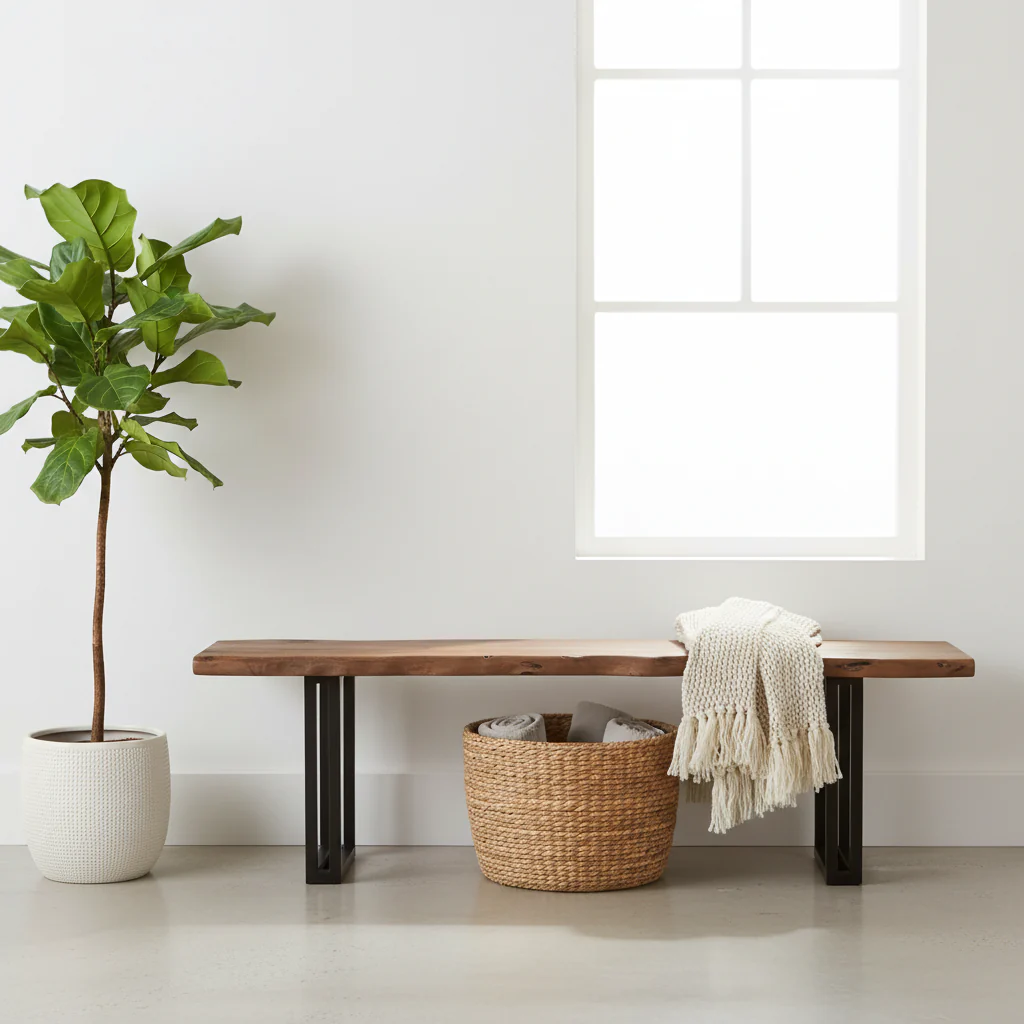 Solid Wood Dining Bench - Brown
