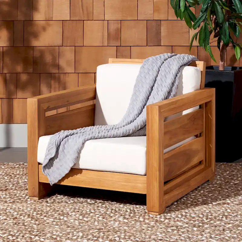 SAFAVIEH Couture Zina Outdoor Teak Club Chair - 32W x 37D x 29H