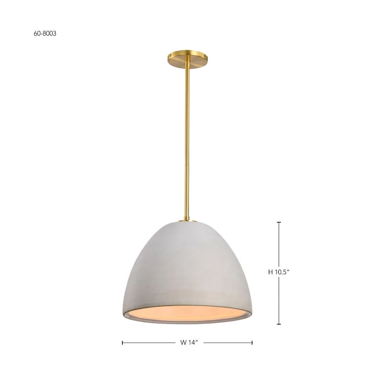 Collins 14 Inch Pendant with White Ceramic - Brushed Brass