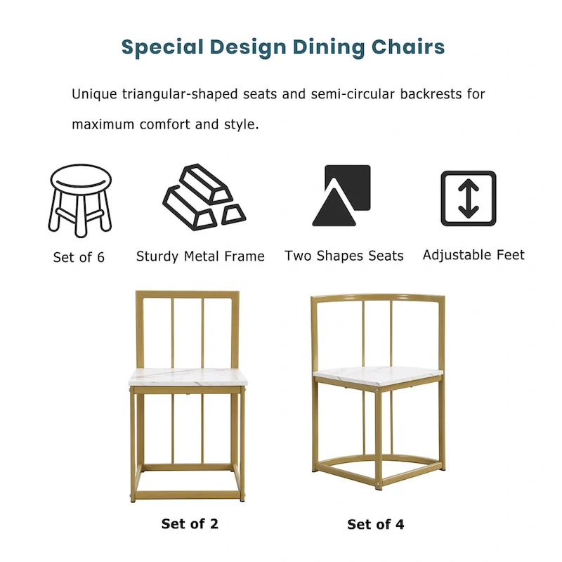 7-Piece Iron Dining Table Set with Table and Six Chairs