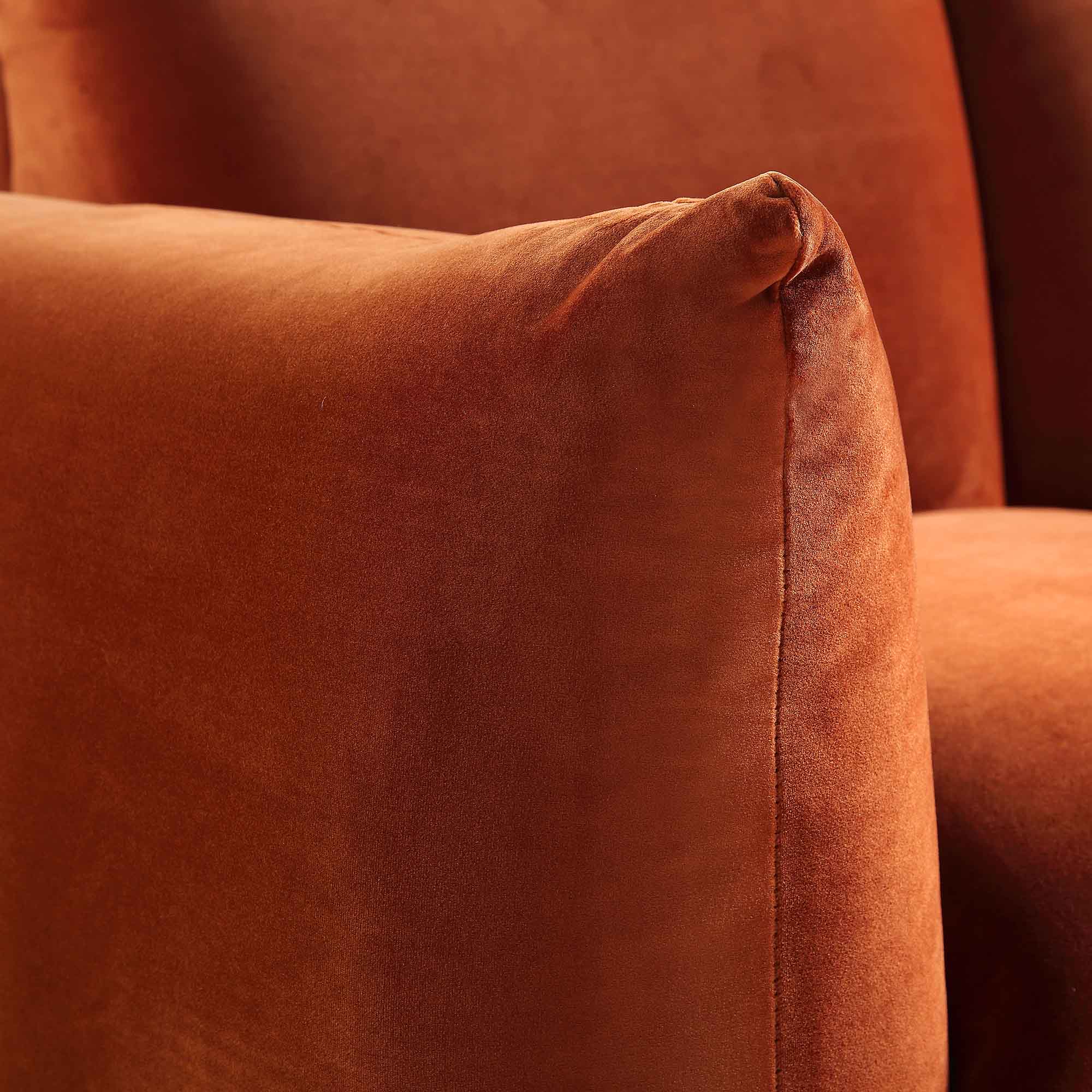 Two Seater Sofa, Rust Velvet