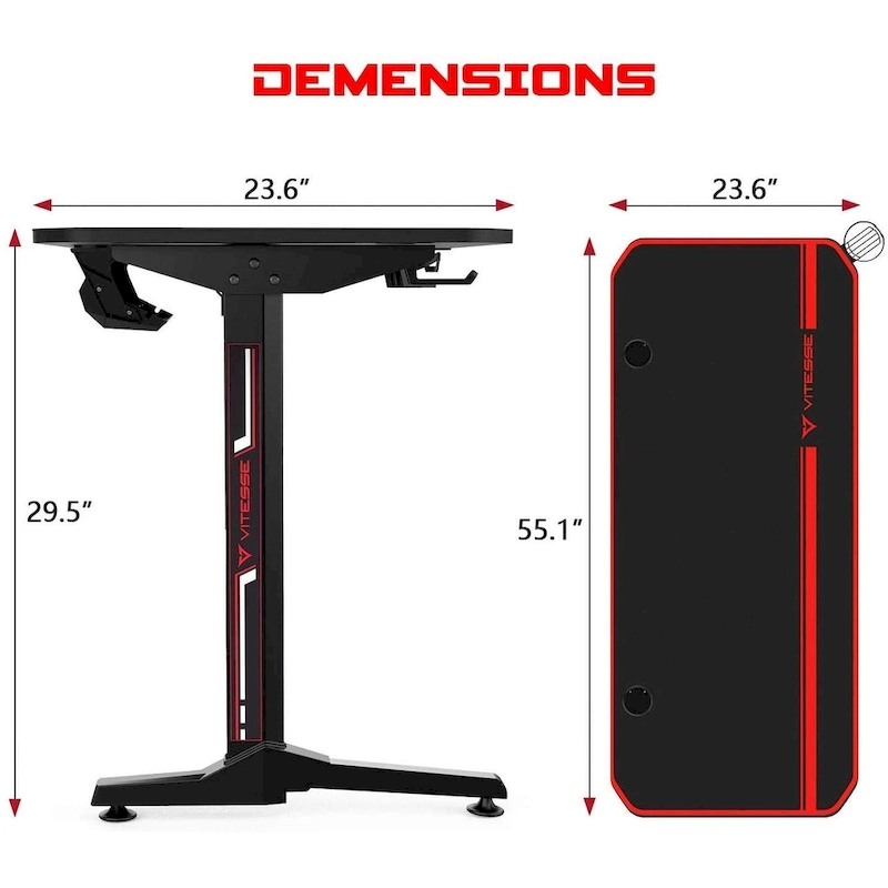 BOSSIN Ergonomic Gaming Desk T-Shaped Office PC Computer Desk with Full Desk Mouse Pad, Handle Rack, Cup Holder Headphone Hook