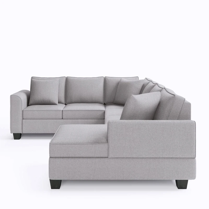 110*86 Sectional Sofa Upholstered Modern English Arm Classic U-shaped Sofa 3 Pillows Included