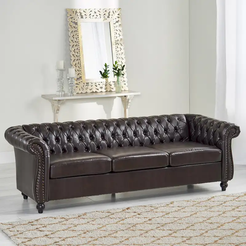 Chesterfield Button Tufted 3-seater Sofa with Nailheads