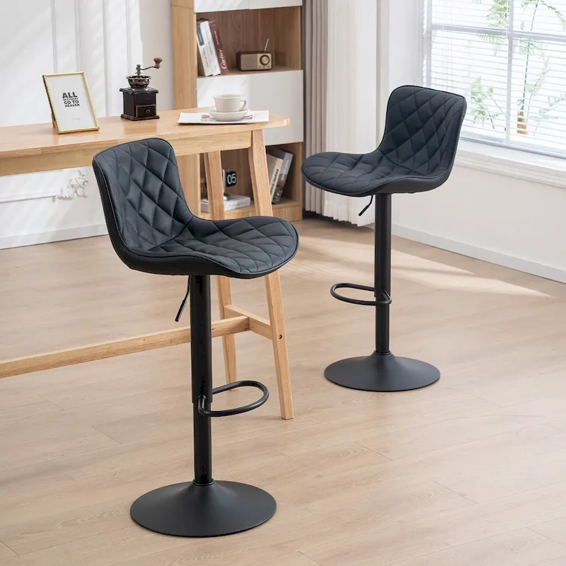 Bar Stools Set of 2 Adjustable Swivel Bar Chairs Modern Counter Stools