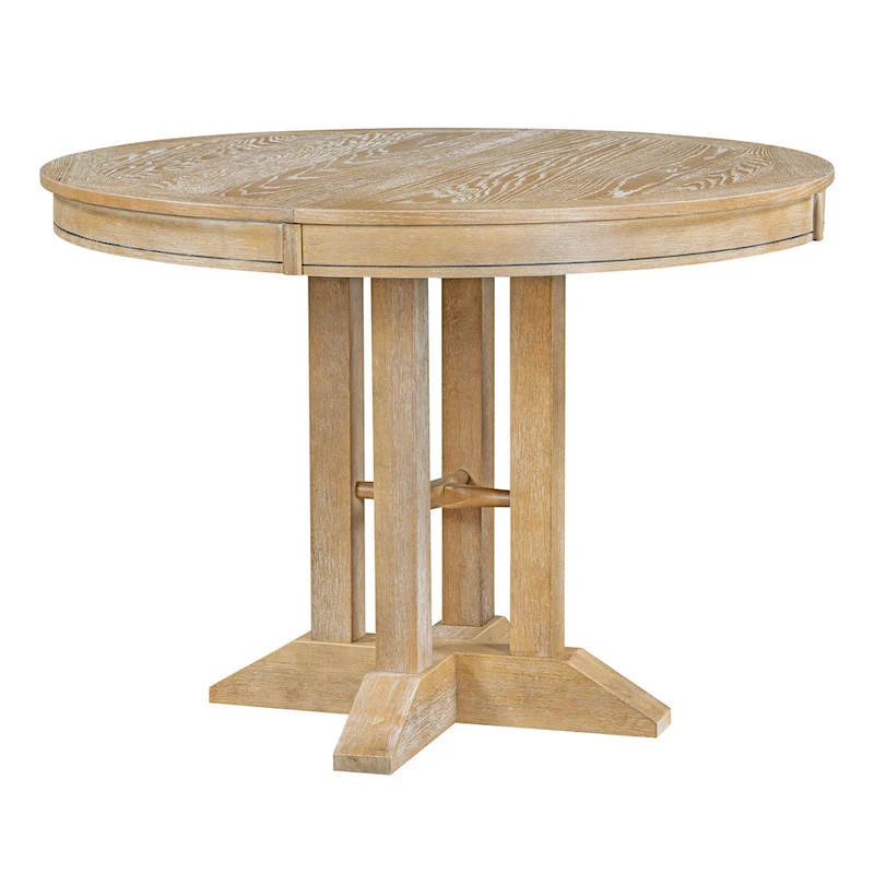 Extendable Round Dining Table - Oak Finish - Seats 4-6