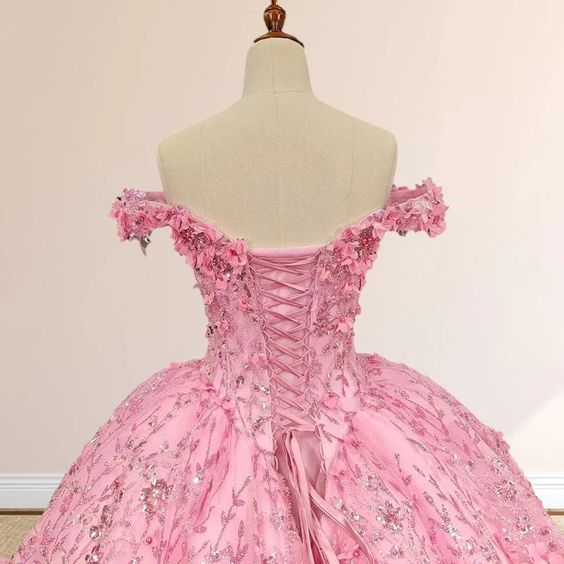 A Line Appliques Off the Shoulder Sweet Quinceanera Dresses with Beading