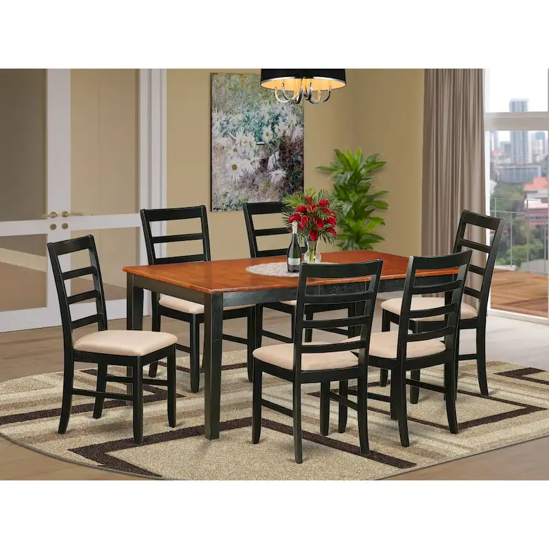 Rectangle Butterfly Leaf Dining Table with Dining Chairs (Chair Seat Type Options)