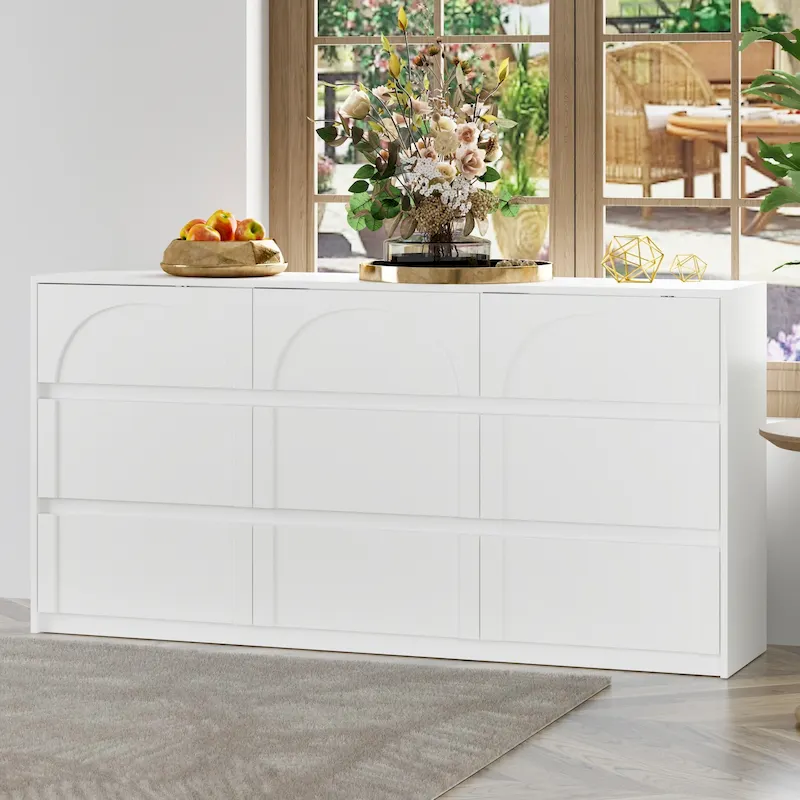 White 9-Drawer Storage Dresser with Stylish Design and Anti-Tip Feature