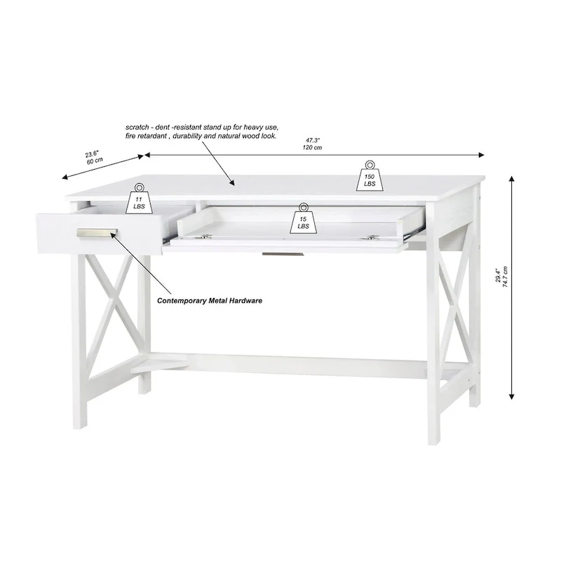 Saint Birch Alaska 47  Wrinting Desk with Two Drawers
