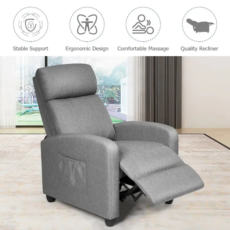 Recliner Massage Chair, Ergonomic Adjustable Single Sofa with Padded