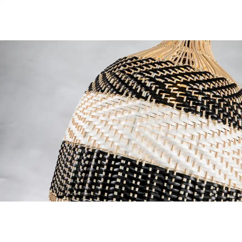 Rattan Black&White Pendant Light