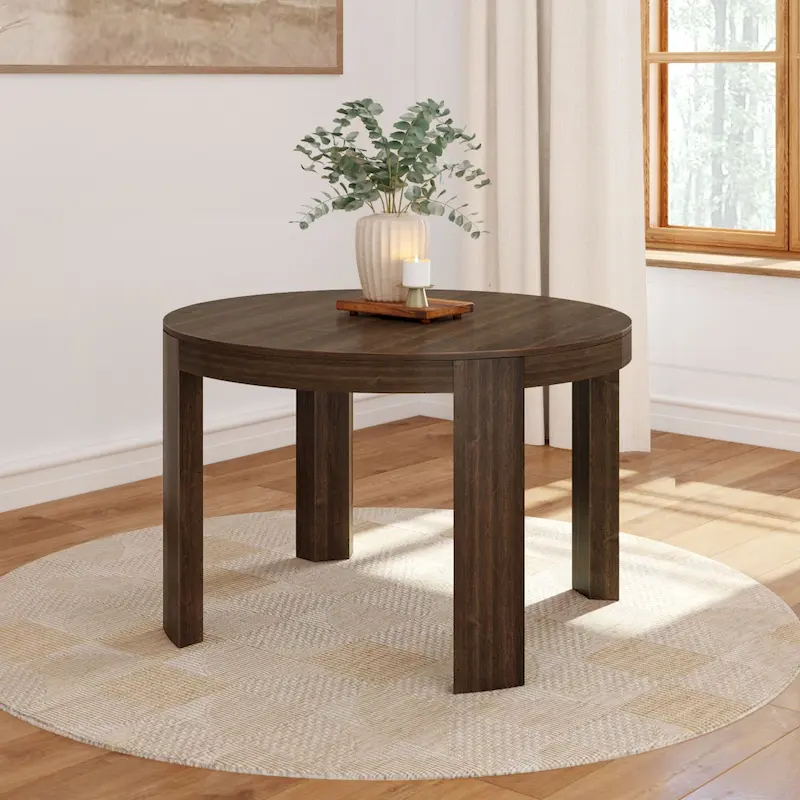 Plank and Beam Contour Solid Wood Round Dining Table - 47