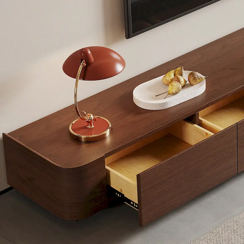 Mid-Century ModernTV Stands,4-6 Drawers, Solid Wood Brown Media Console